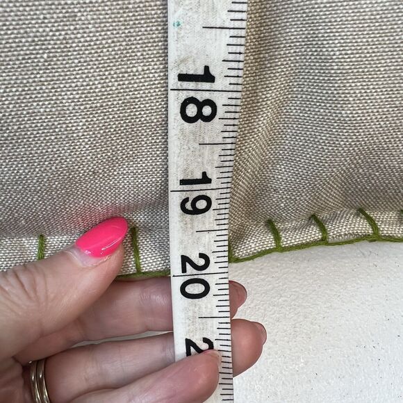 Holly Jolly Christmas Cotton Throw Toss Pillow Embroidered Khaki Green Crimson - Picture 8 of 9